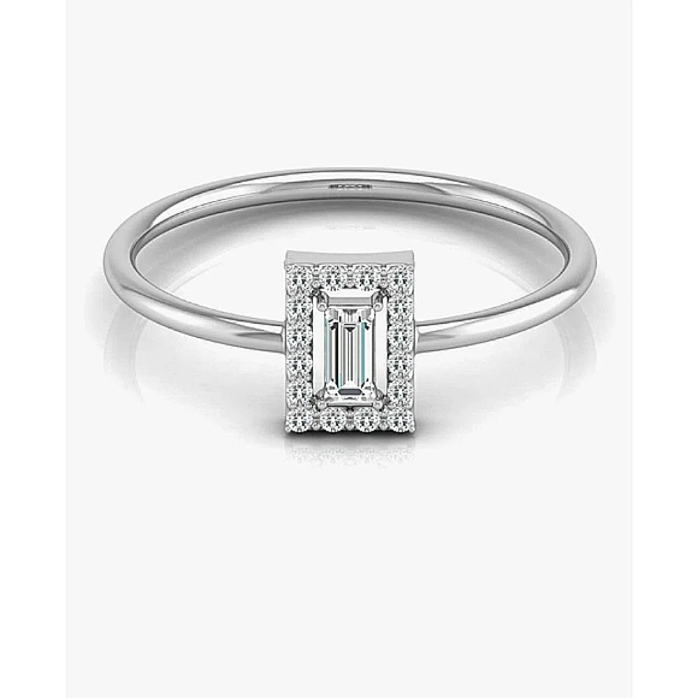18k White Gold 925 Sterling Silver Emerald Pave Simulated Diamond Ring Size 8‎